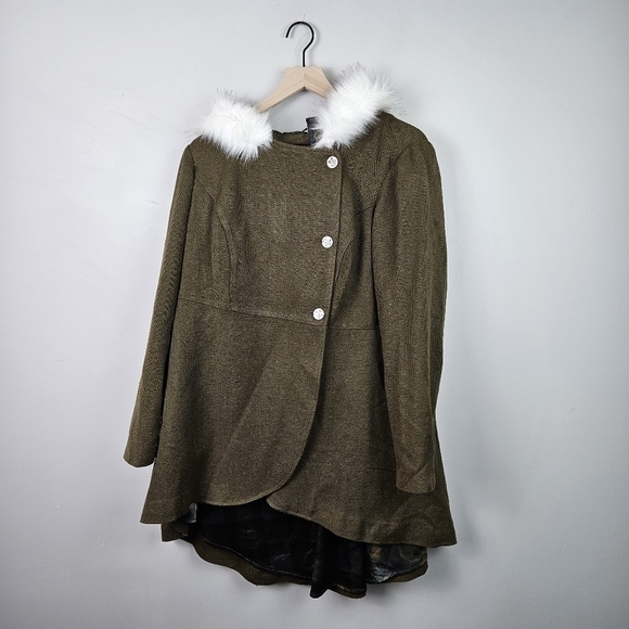 Torrid Outlander Coat Fur Tweed Riding Coat Jacket 0 - Picture 8 of 15